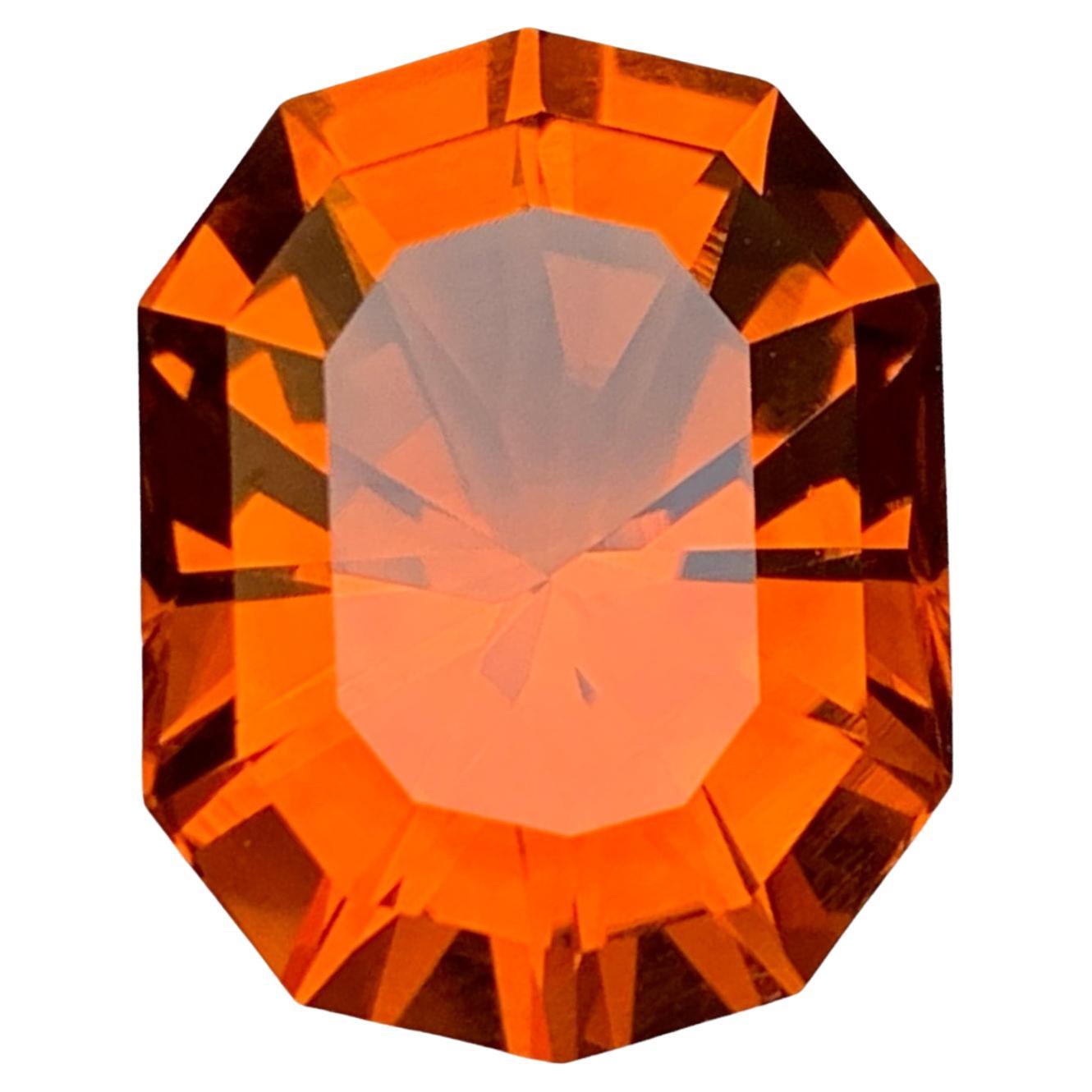 Rare citrine orange certifiée non sertie 15,30 carats, taille fantaisie pour pendentif en vente