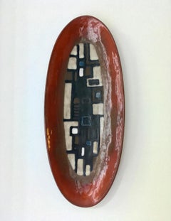 Assiette ou décoration murale en céramique orange foncé du milieu du siècle par Tieberghien:: Belgique