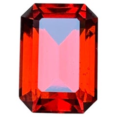 Deep Orange Natural Hessonite Garnet 5.92 Ct Emerald Cut Loose Gemstone for Ring