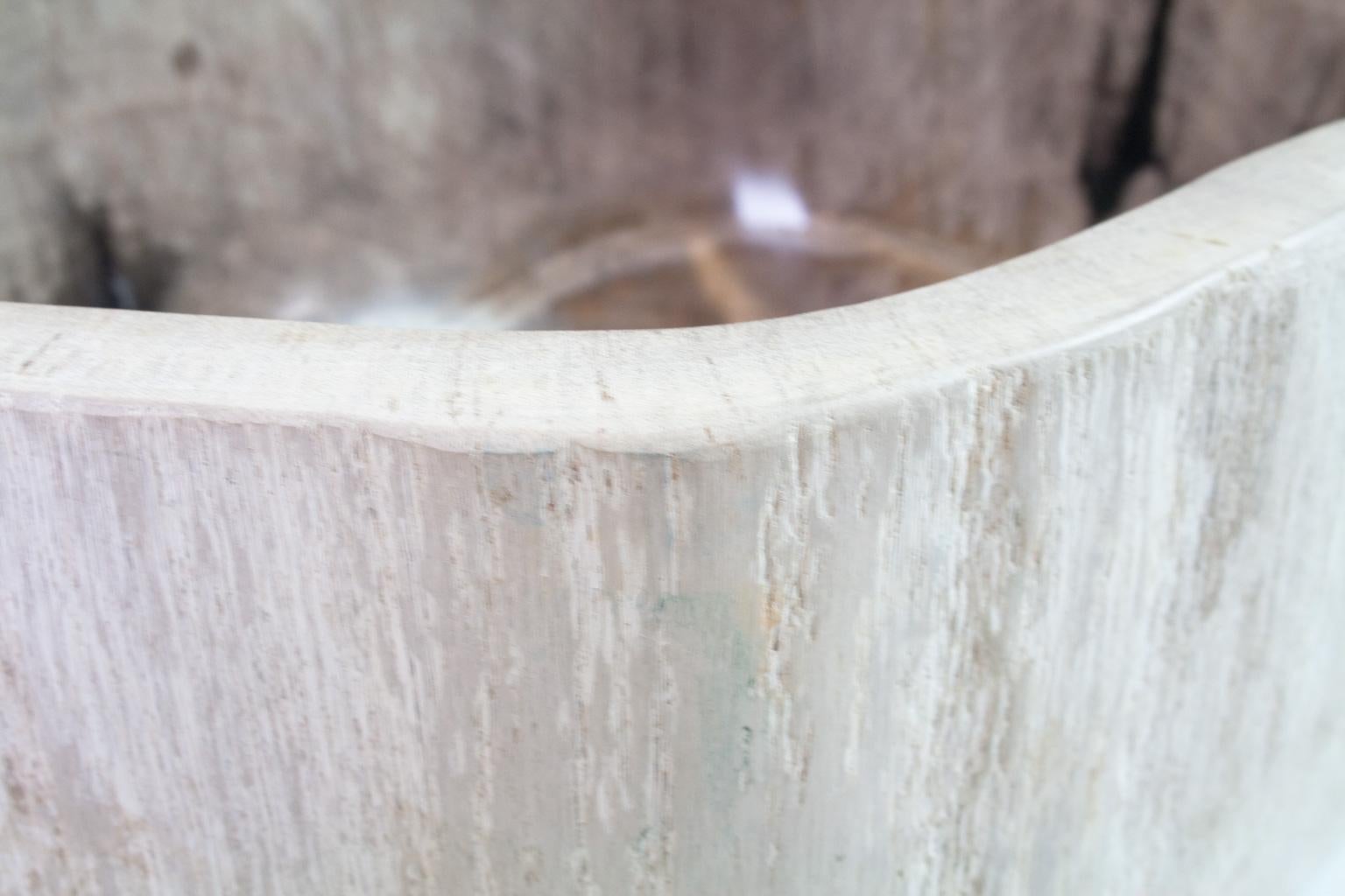 Deep Petrified Wood Bowl in Beige and Hard Coal, Home Accessory Organic Original 2