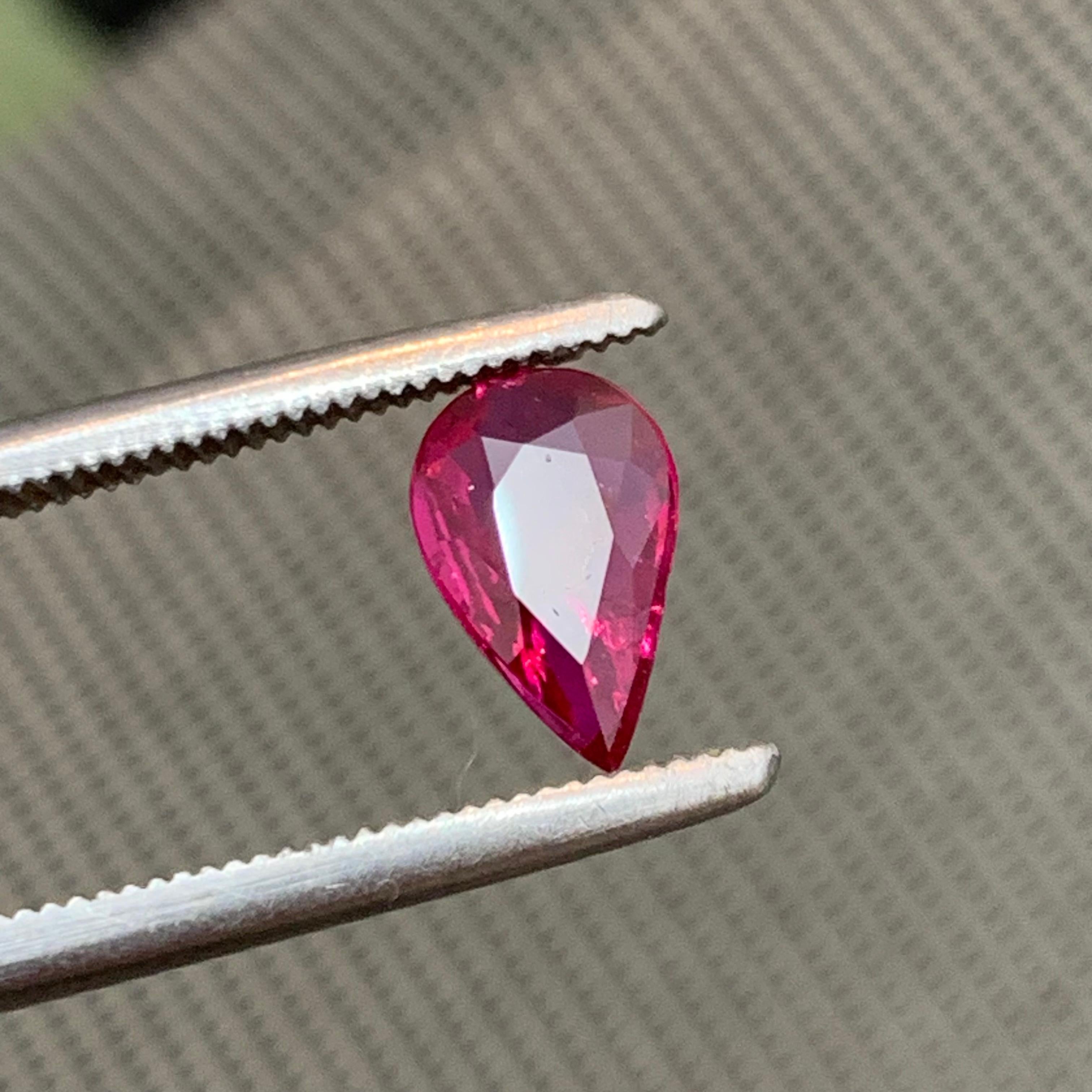 Deep Pink rötlichen Farbton natürlichen Rubin Ring Edelstein 1,10 Ct Pear Drop Form-Schmuck im Angebot 5