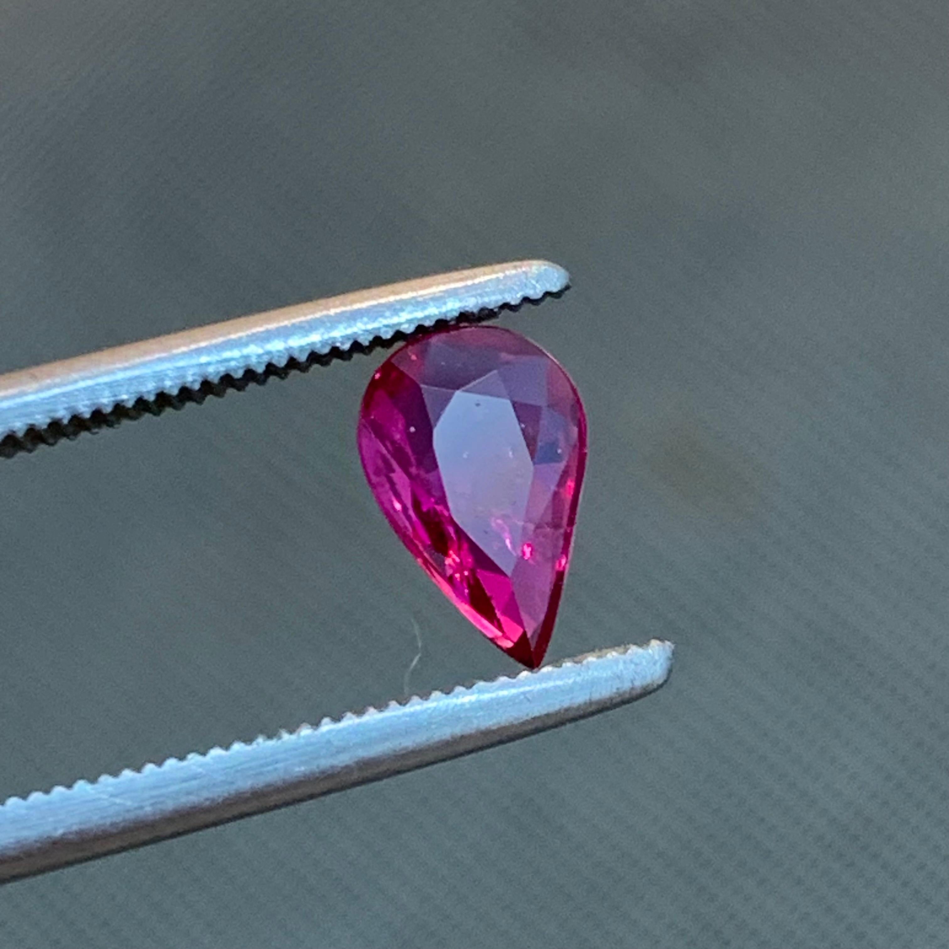 Deep Pink rötlichen Farbton natürlichen Rubin Ring Edelstein 1,10 Ct Pear Drop Form-Schmuck im Angebot 3