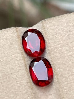 Deep Pinkish Red Natural Rhodolite Garnet 5.75 Ct Oval Cut Loose Gemstones Pair