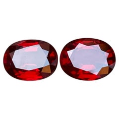 Deep Pinkish Red Natural Rhodolite Garnet 5.75 Ct Oval Cut Loose Gemstones Pair