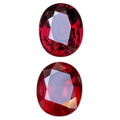 Deep Pinkish Red Natural Rhodolite Garnet 5.84 Ct Oval Cut Loose Gemstones Pair