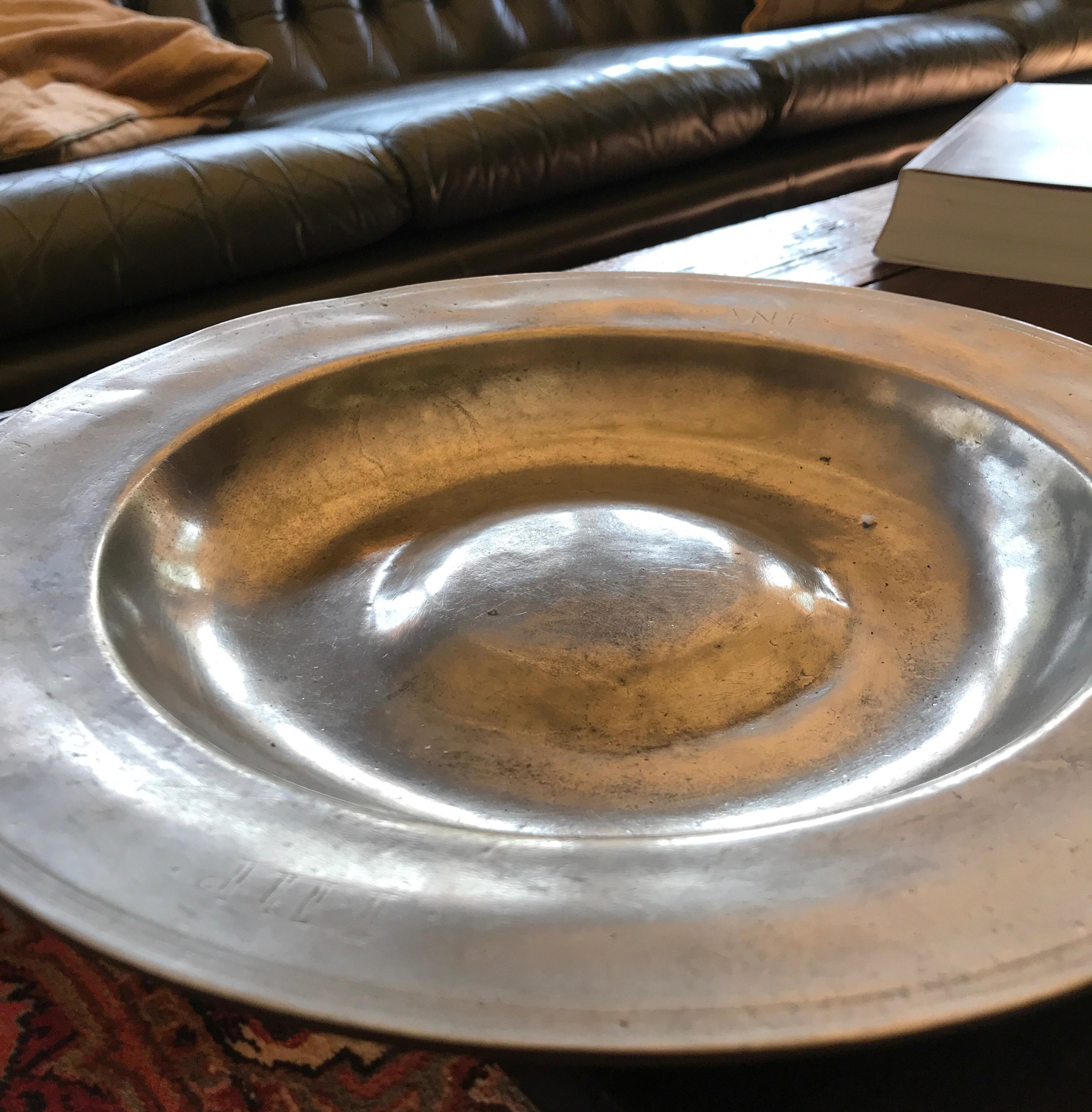 French Deep Plate in Pewter, Late 18th Century