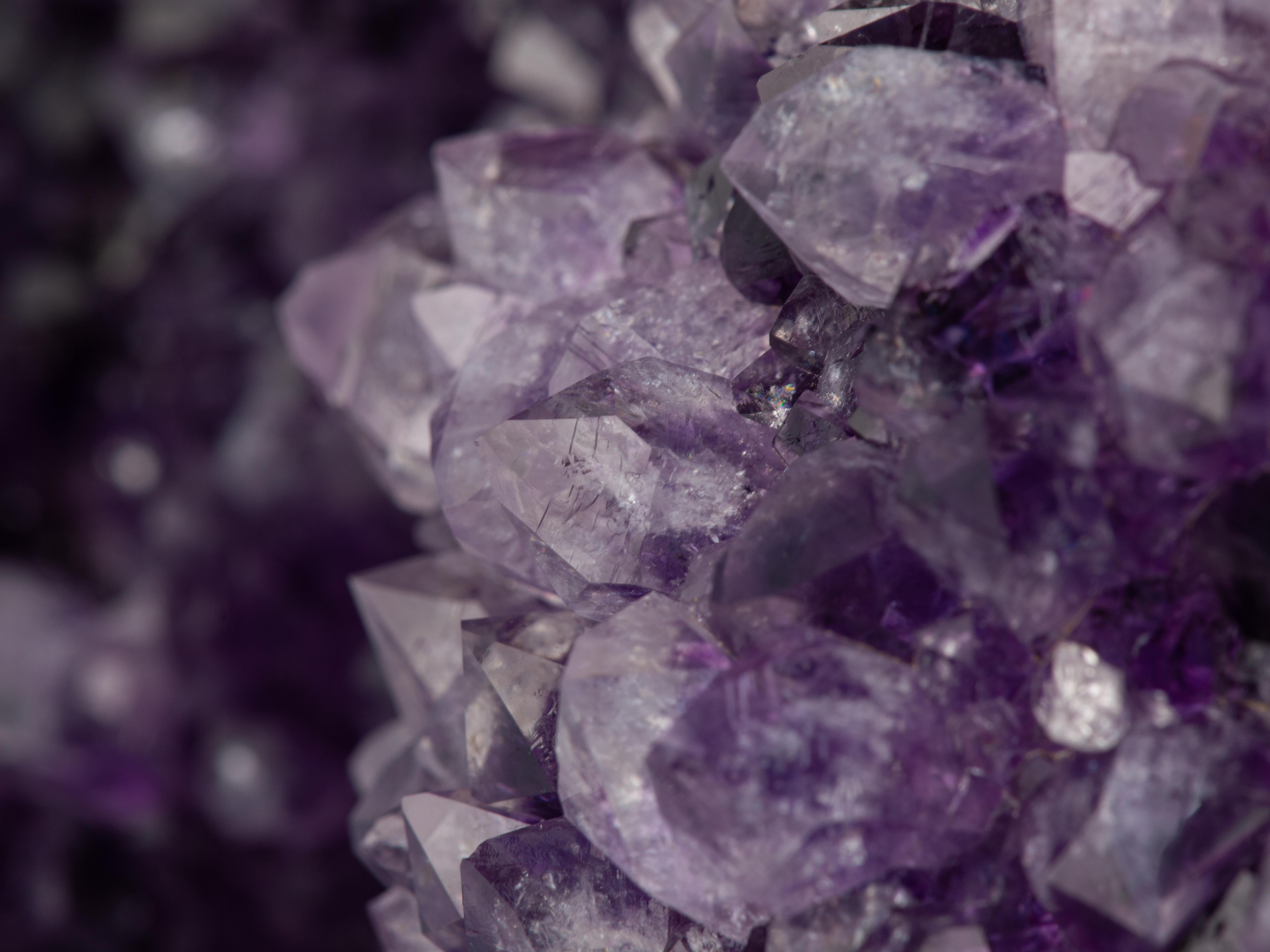 Deep Purple Amethyst Cluster with Calcite Surrounded by Agate For Sale 8