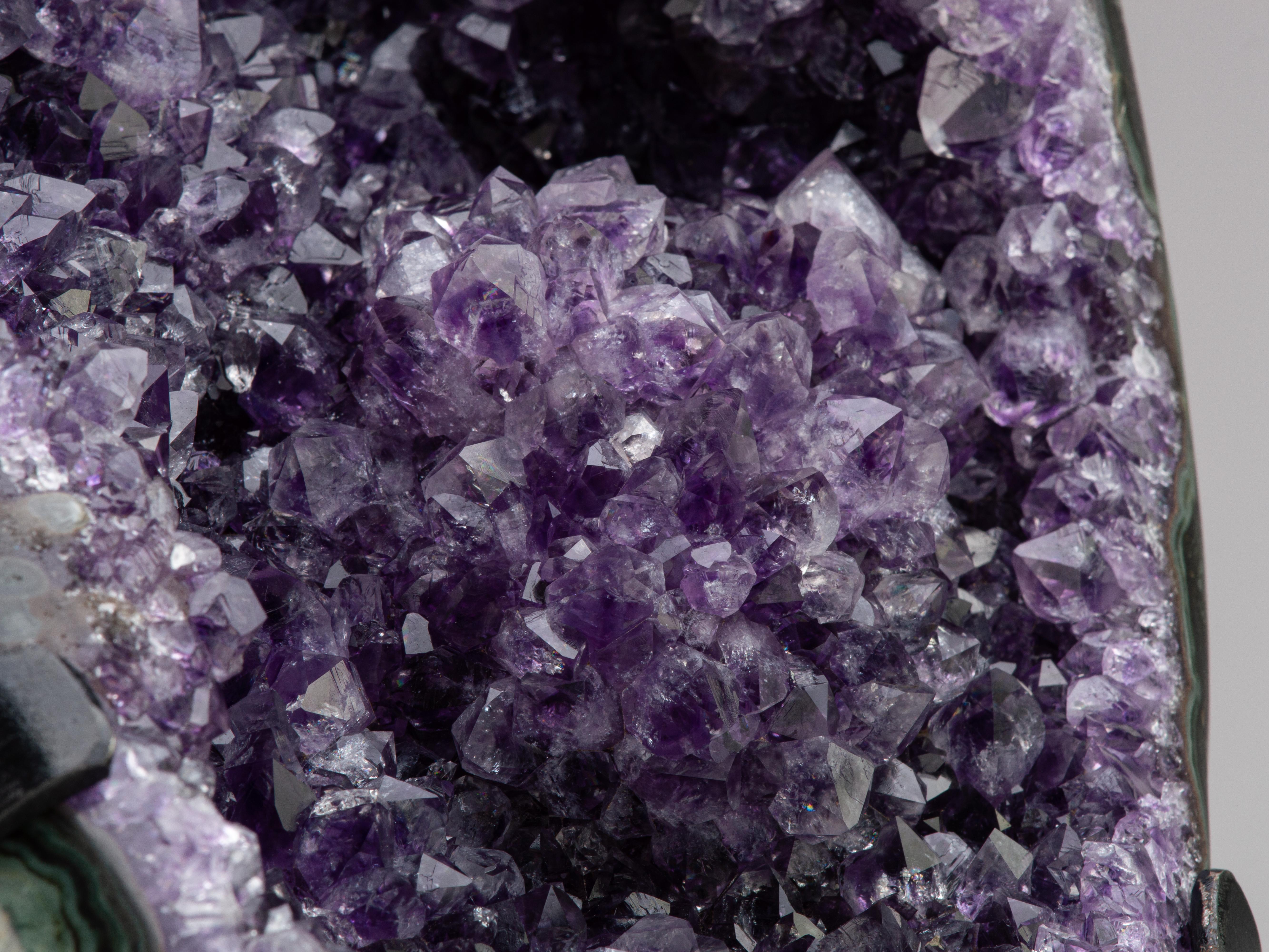 Deep Purple Amethyst Cluster with Calcite Surrounded by Agate For Sale 12