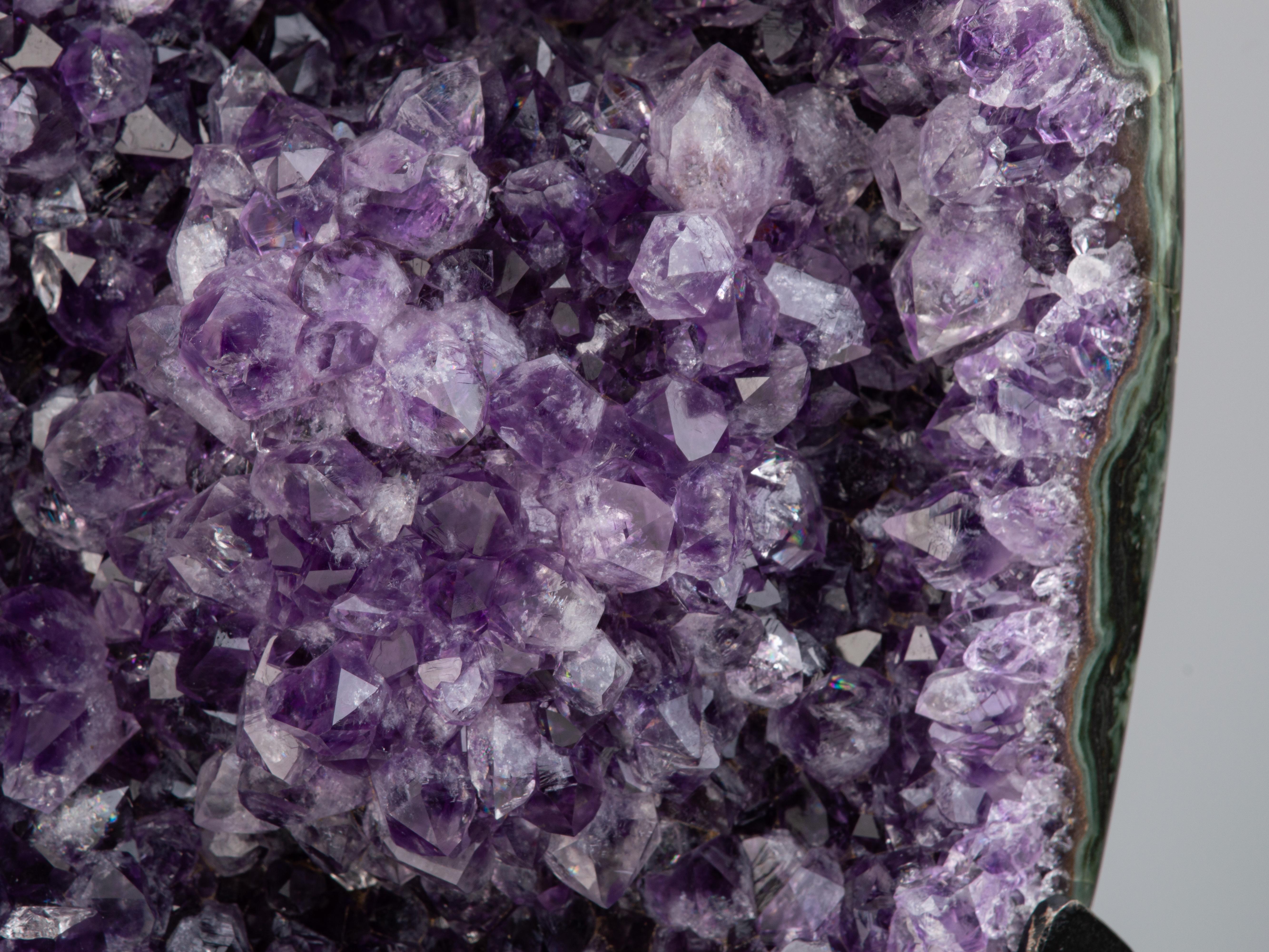 Deep Purple Amethyst Cluster with Calcite Surrounded by Agate For Sale 5
