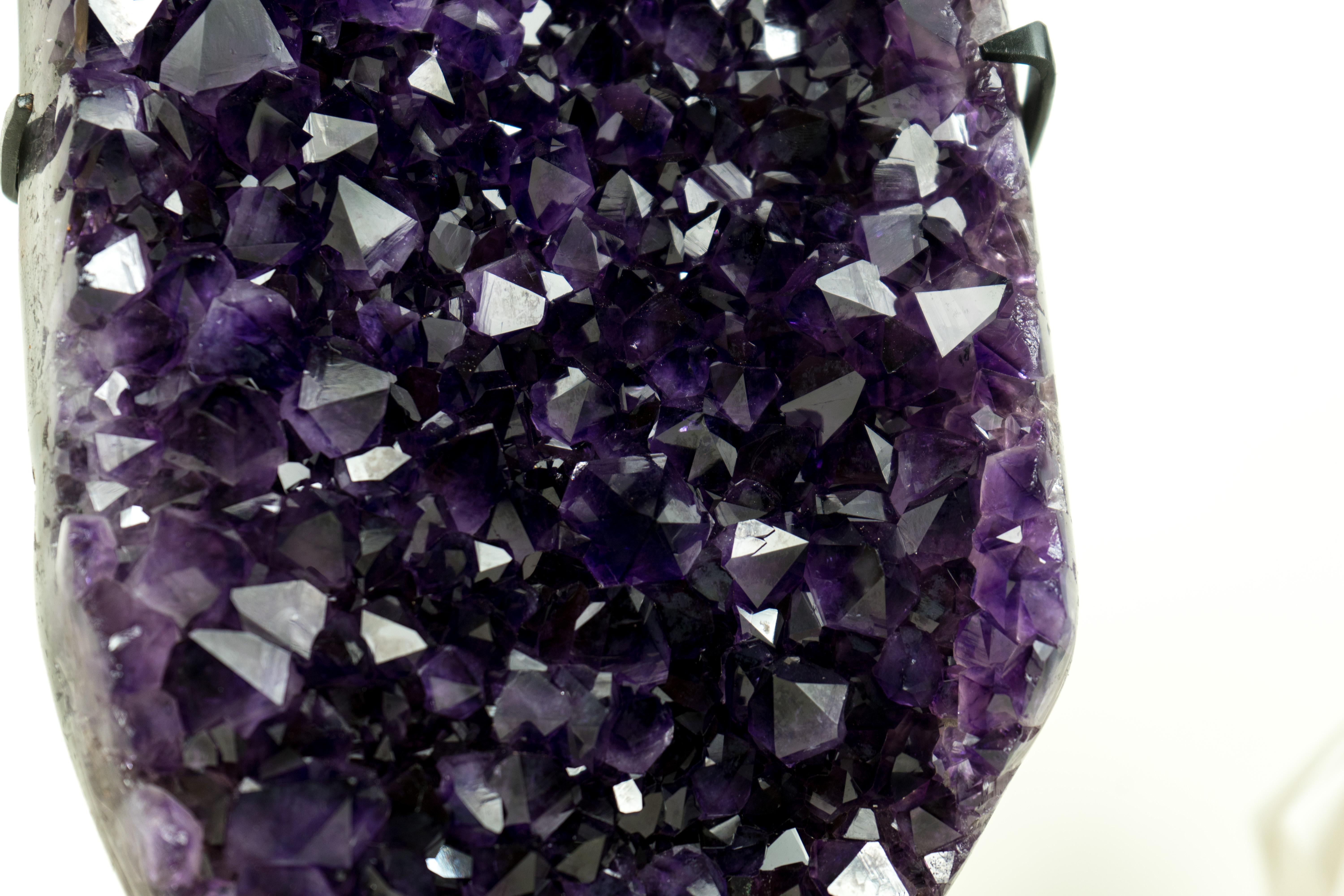 Deep Purple Amethyst Cluster with High-Grade, Natural Grape Jelly Amethyst Druzy For Sale 3