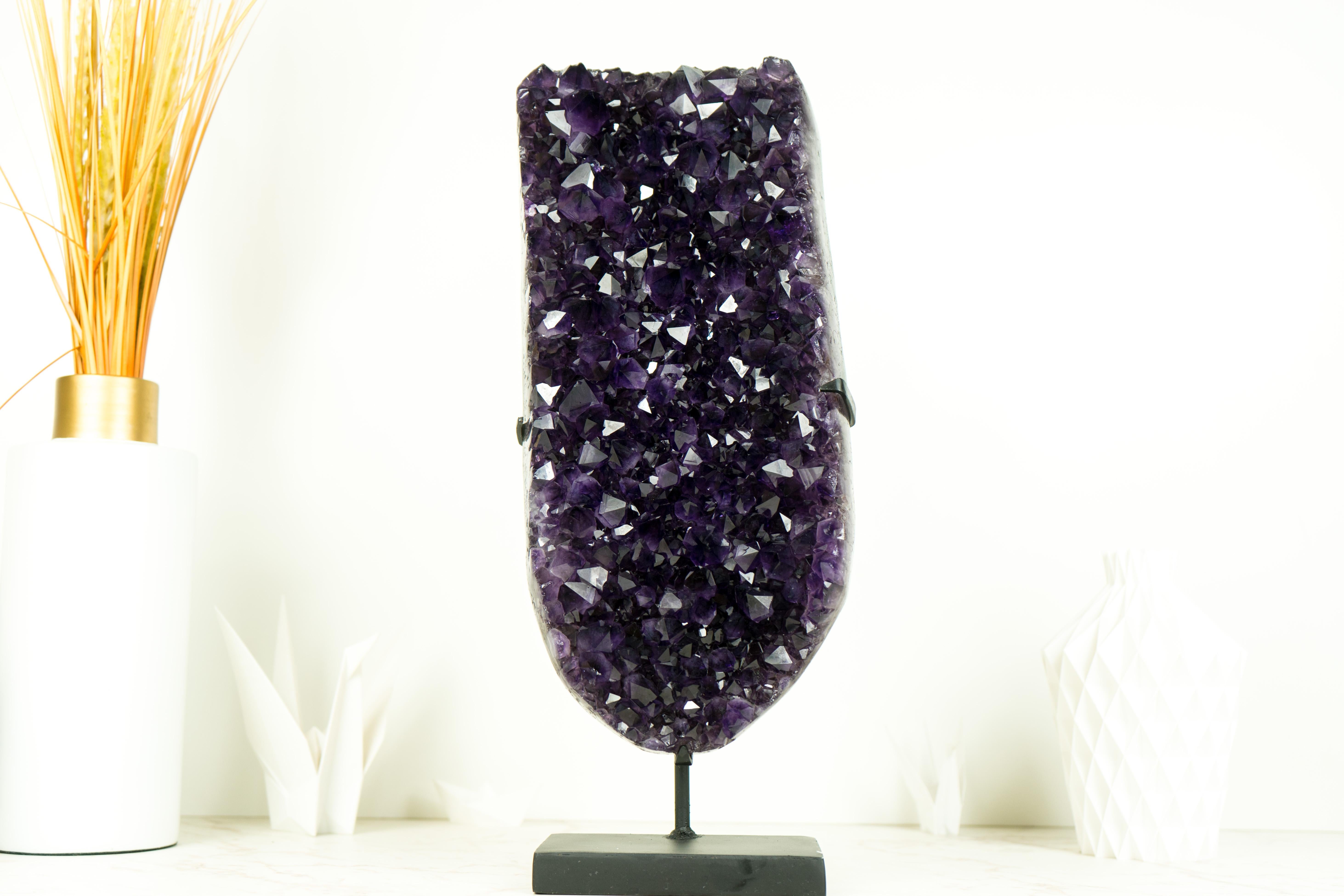 Brazilian Deep Purple Amethyst Cluster with High-Grade, Natural Grape Jelly Amethyst Druzy For Sale
