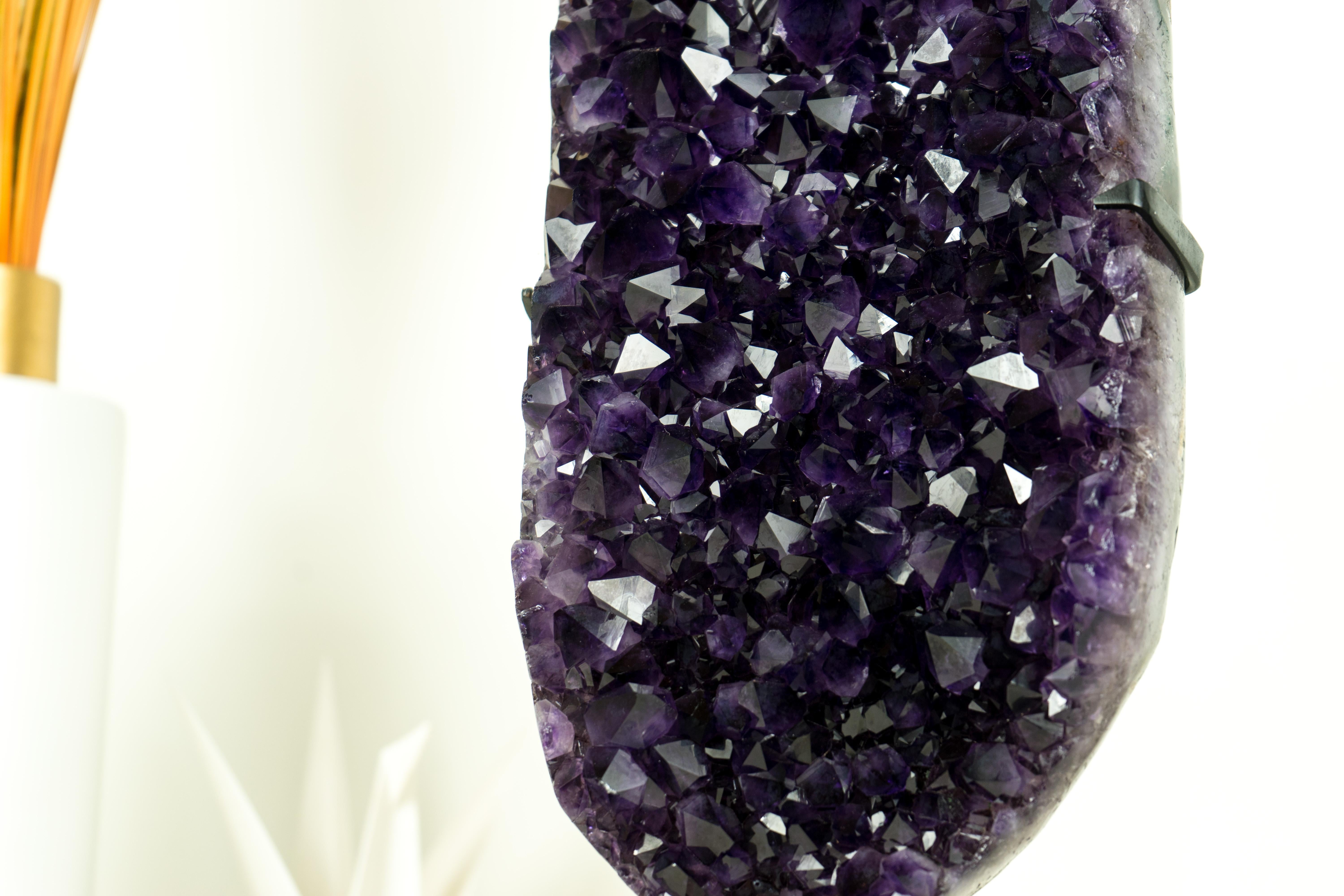 Deep Purple Amethyst Cluster with High-Grade, Natural Grape Jelly Amethyst Druzy For Sale 1
