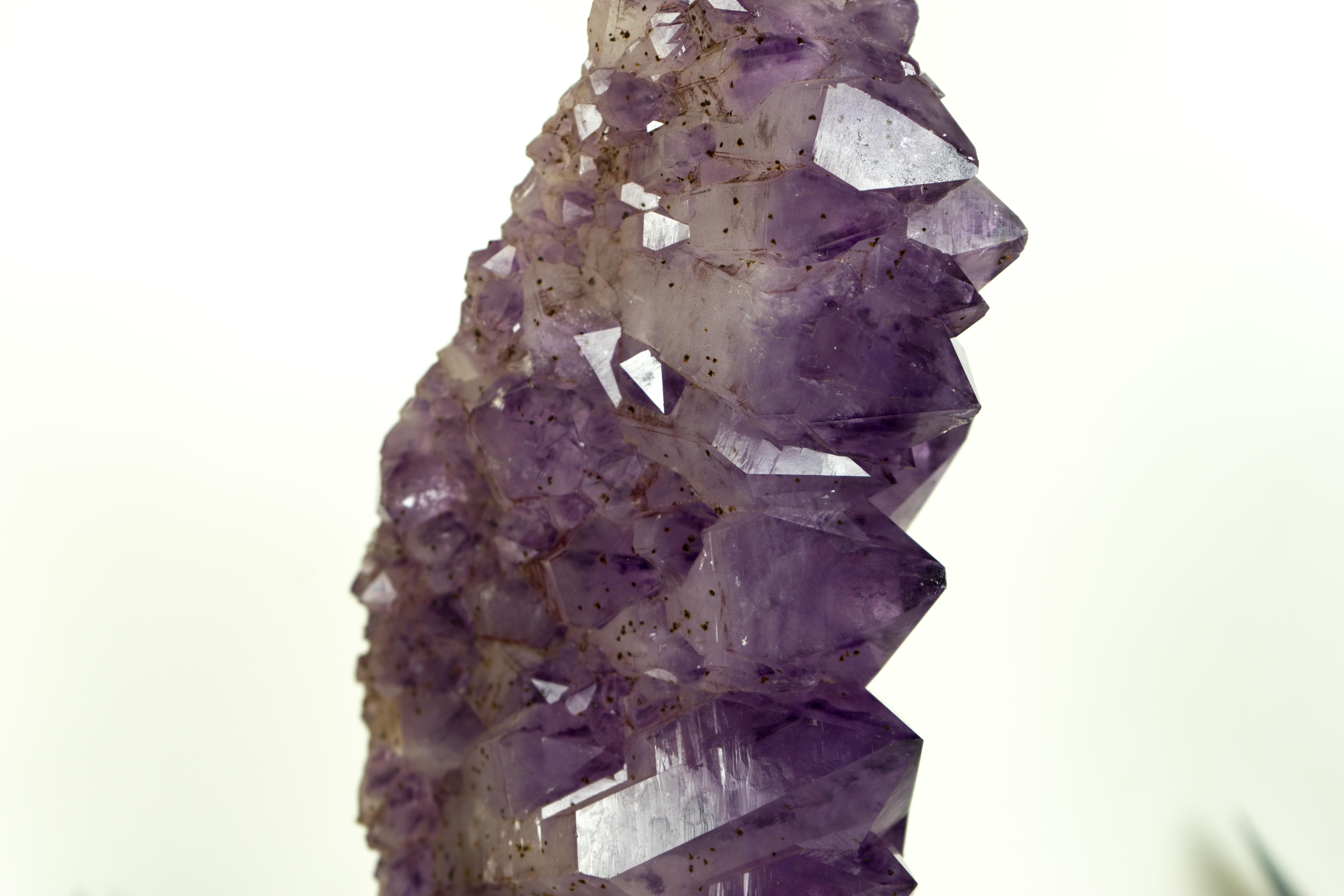 Deep Purple Amethyst Cluster with Sparkly, Natural Large Amethyst Druzy on Stand For Sale 1