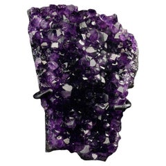 Deep Purple Amethyst Crystal Geode on Custom Metal Stand Deep Purple Amethyst Crystal Geode on Custom Metal Stand
