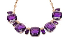 Deep Purple Amethyst Diamond Red Gold Necklace