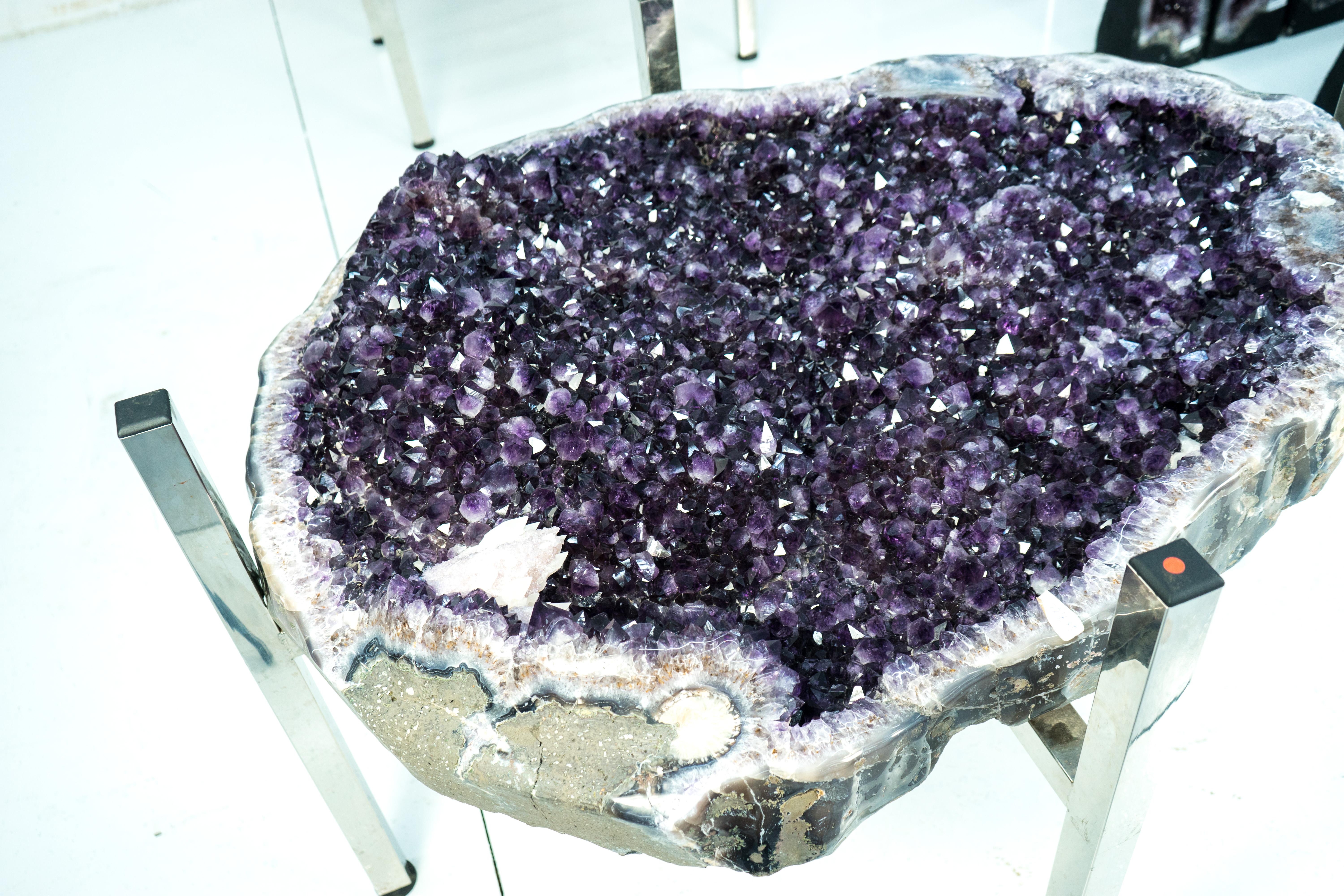 Deep Purple Amethyst Geode Dining Table on Handmade Base 5