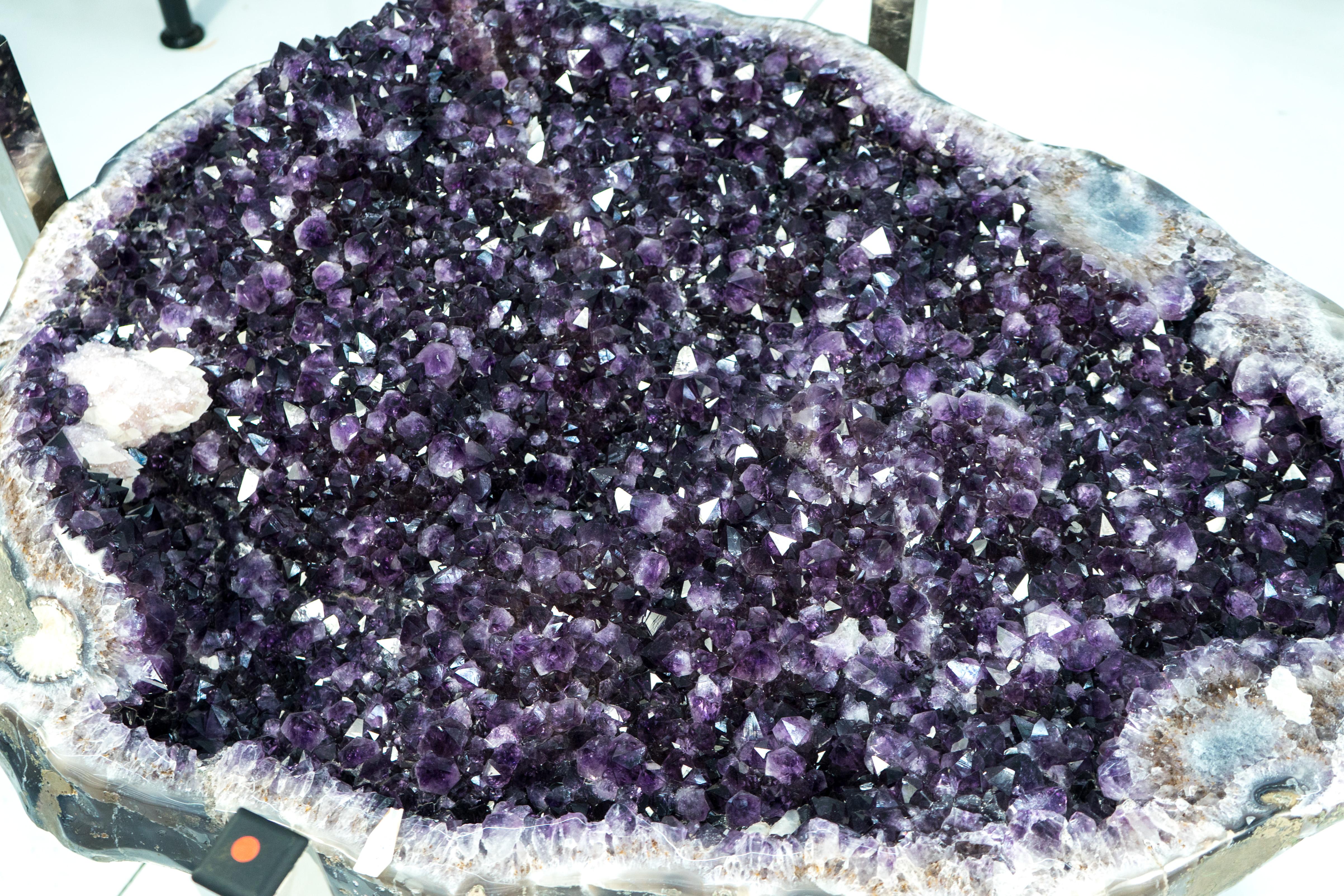 Contemporary Deep Purple Amethyst Geode Dining Table on Handmade Base