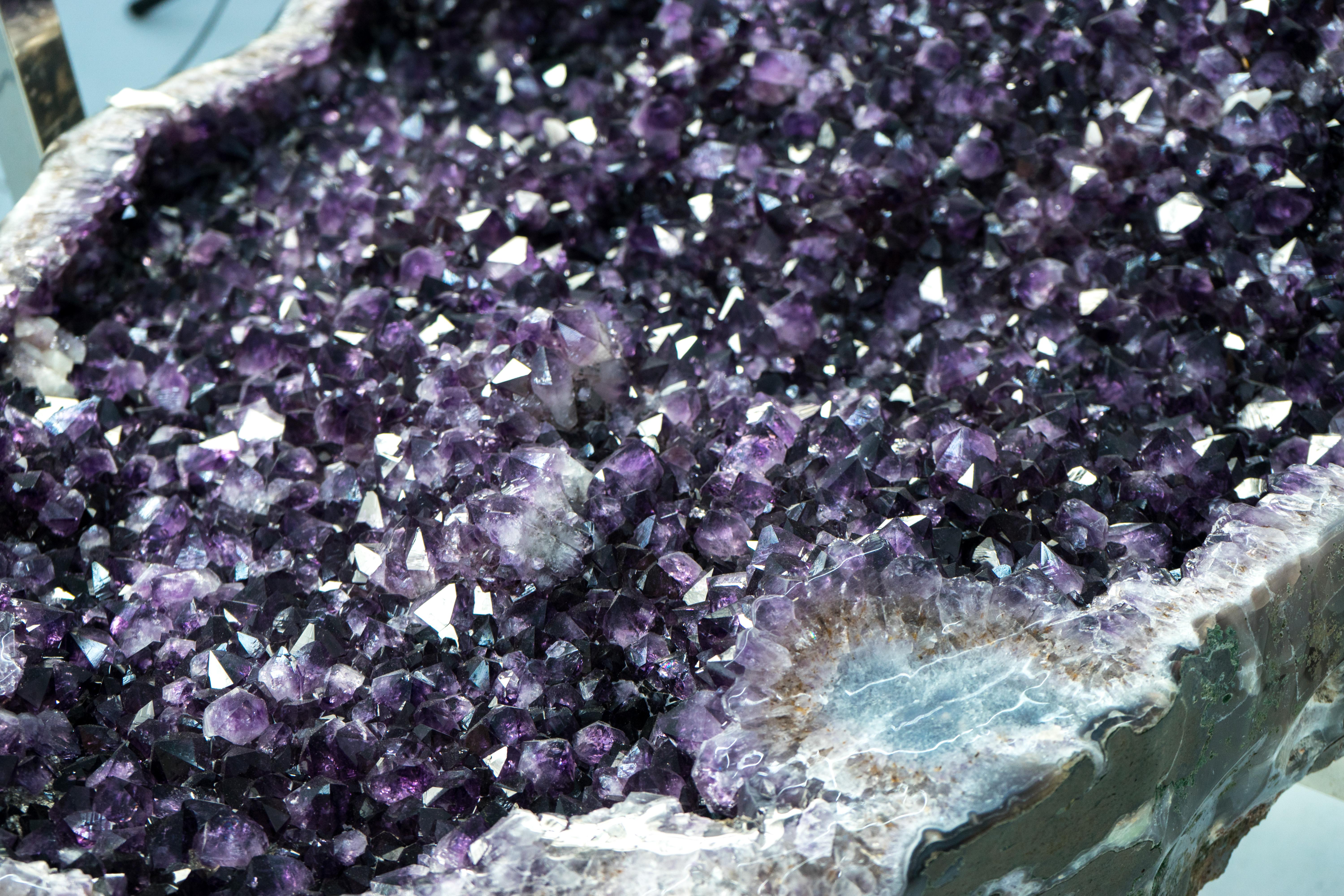 Deep Purple Amethyst Geode Dining Table on Handmade Base 1