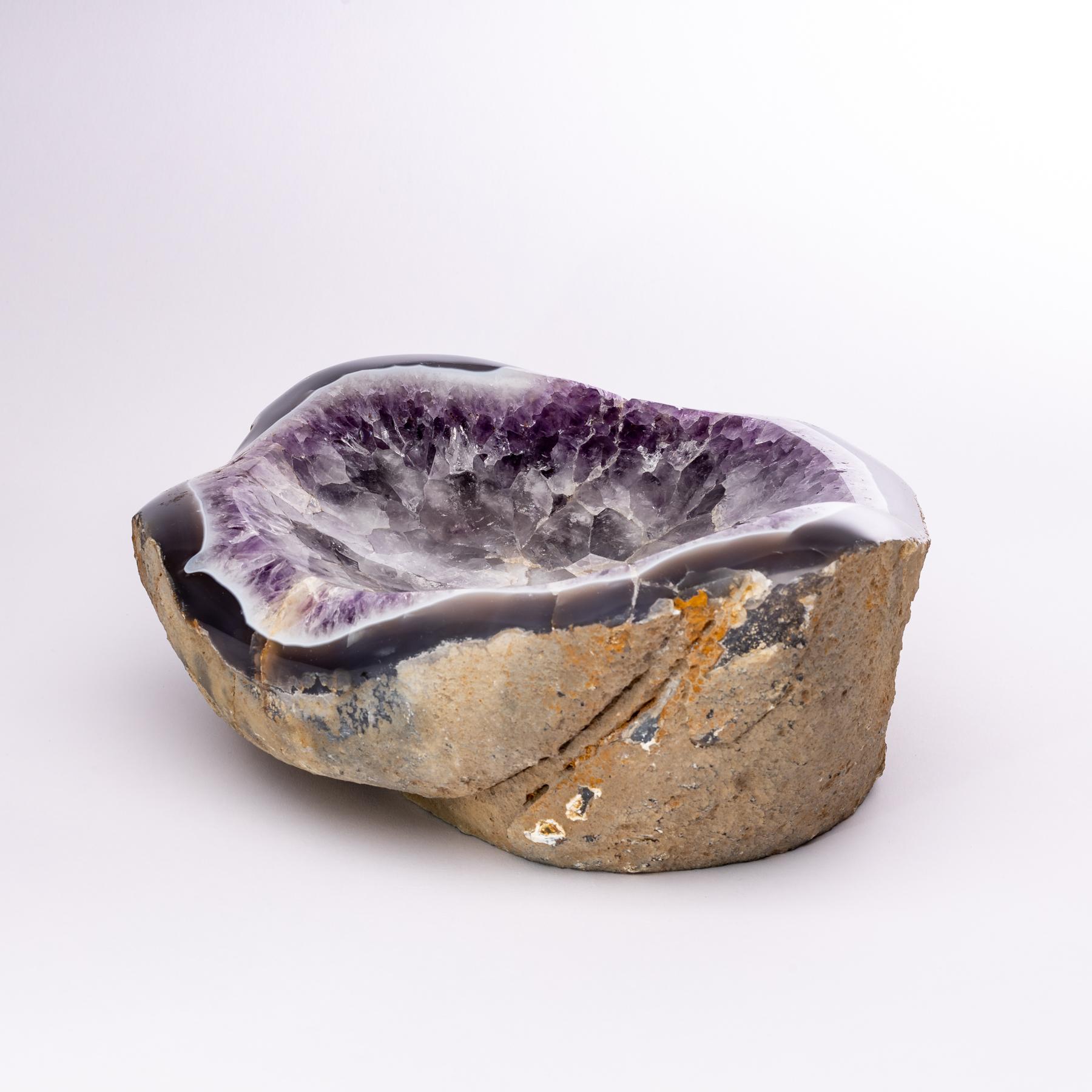 Beautiful one of a kind, deep purple amethyst geode polished bowl from Madagascar.