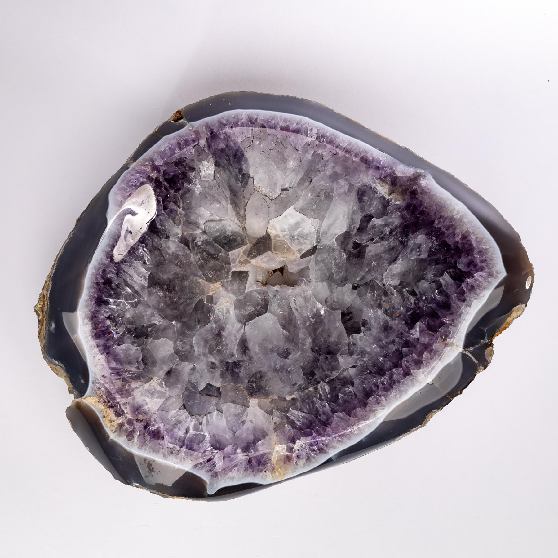 Deep Purple Amethyst Geode Polished Bowl from Madagascar in Organic Shape 1