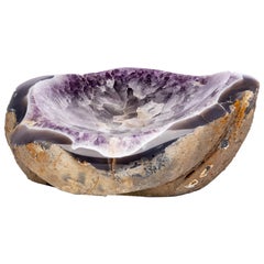 Deep Purple Amethyst Geode Polished Bowl from Madagascar in Organic Shape