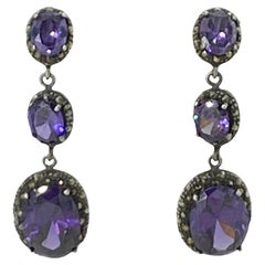 Deep Purple Kristall und Markasit Sterling Ohrringe
