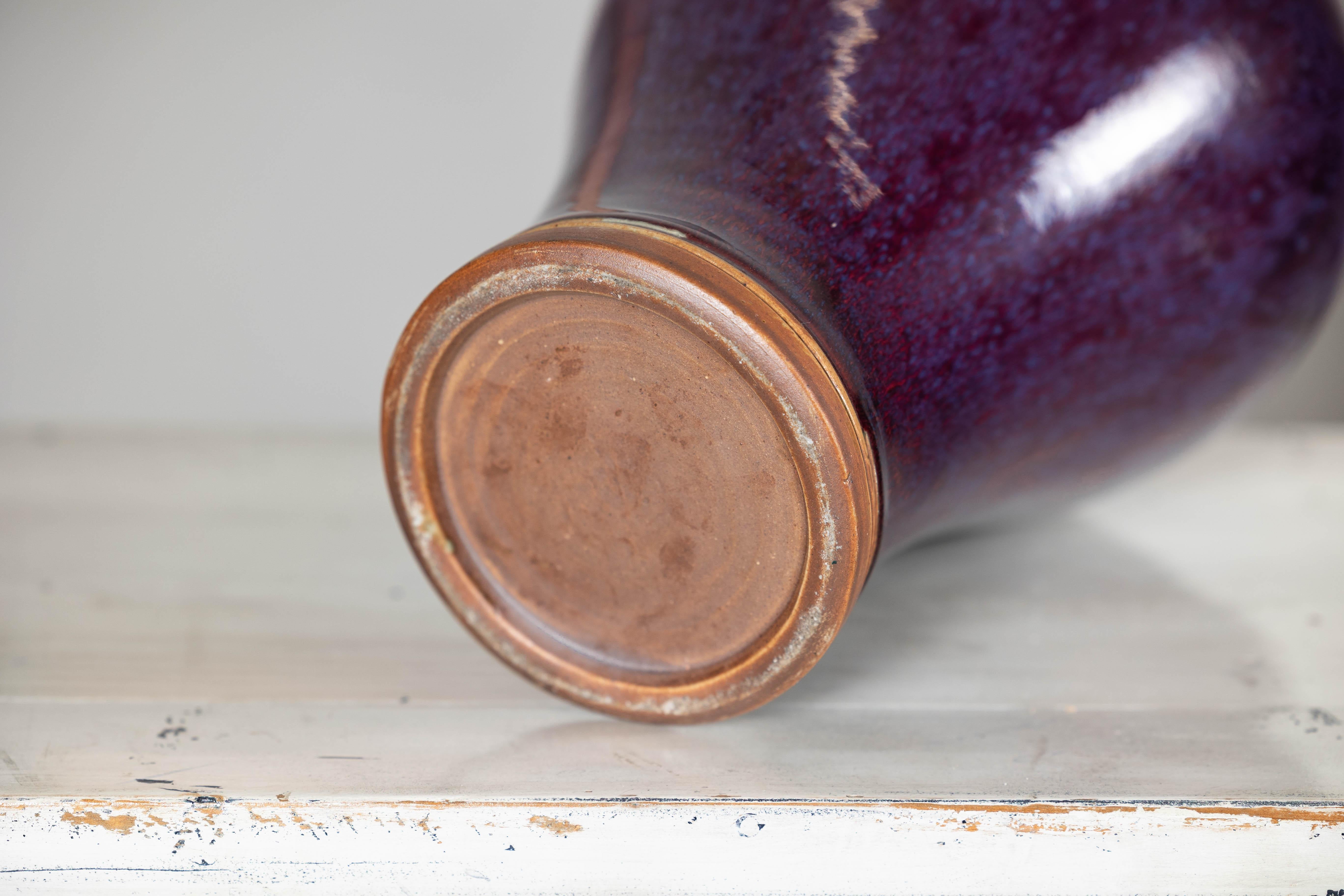 Deep Purple Meiping Vase with Glossy Two-Tone Glaze and Elegant Curved Form For Sale 8