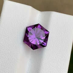 Deep Purple Natural Amethyst Gemstone 5.05 Ct Hexagon Cut  Ring Pendant Jewelry