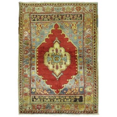 Deep Red Antique Turkish Oushak Scatter Rug