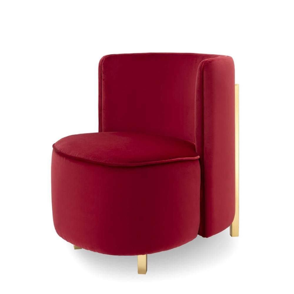 Stuhl in Rot mit tiefrotem Fuß (Vergoldet) im Angebot