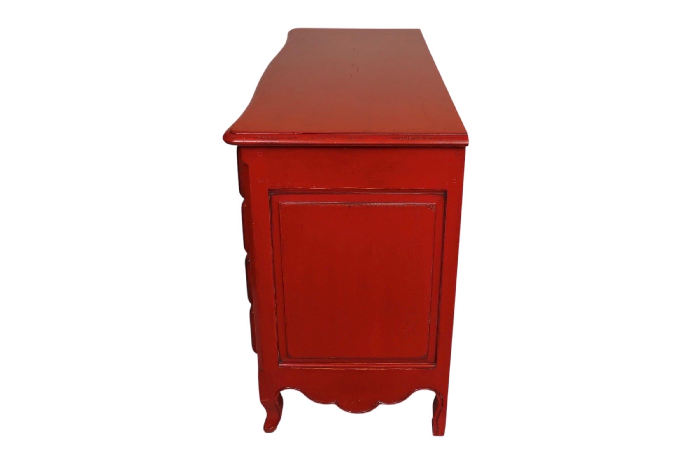 20th Century Deep Red French Provincial Dresser For Sale