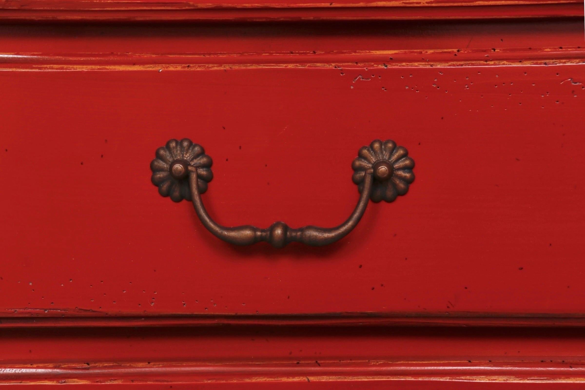 Deep Red French Provincial Dresser For Sale 3