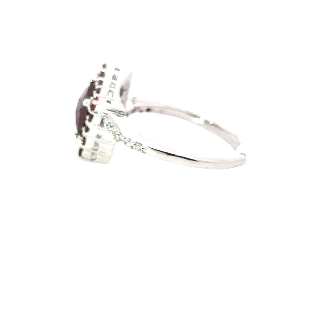 For Sale:  Deep Red Garnet Stone Cluster Ring Gift for Mom in 925 Sterling Silver 5