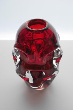 Deep Red Glass Vase by Börne Augustsson for Åseda, Sweden