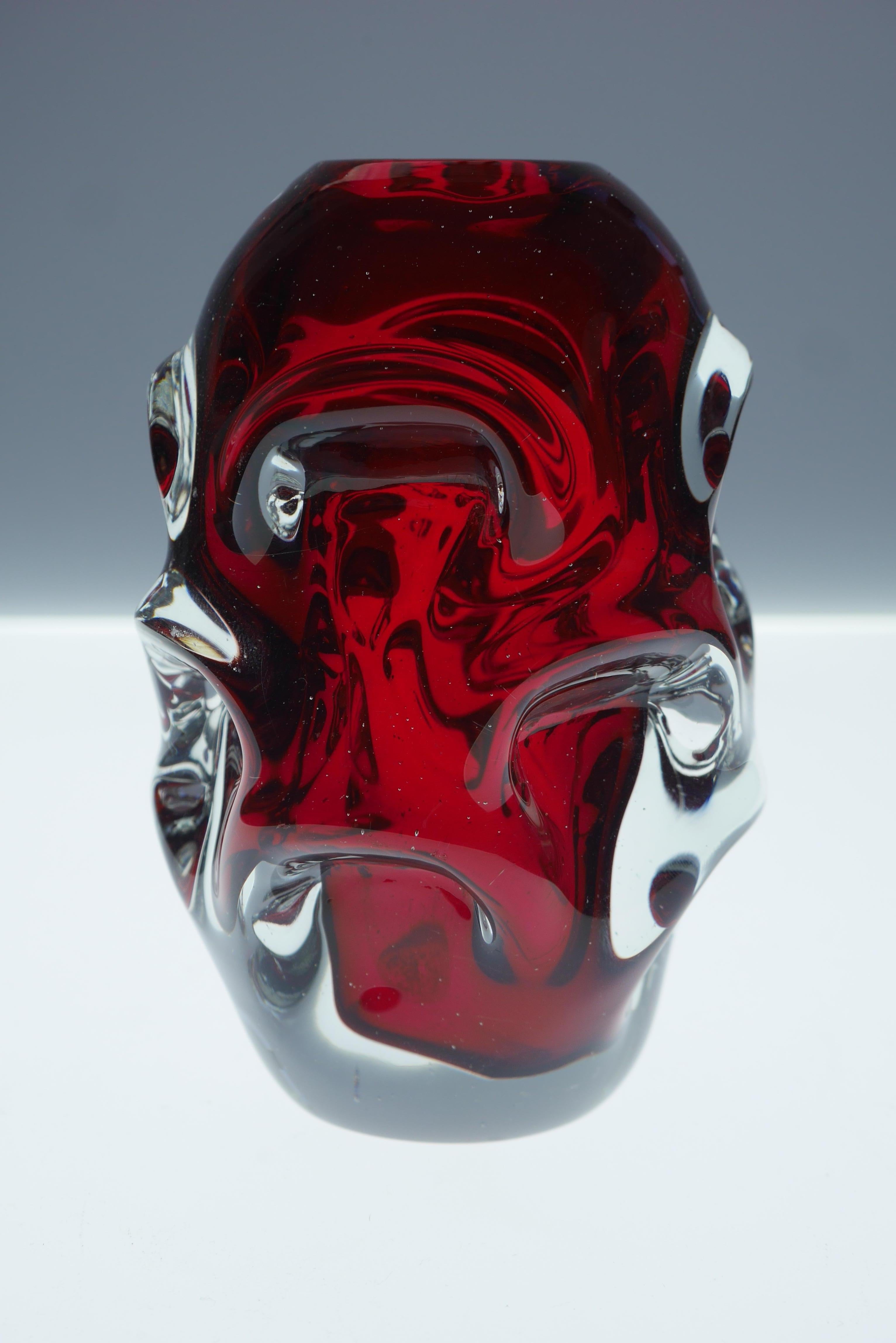 Deep Red Glass Vase by Börne Augustsson for Åseda, Sweden at 1stDibs