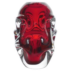Deep Red Glass Vase by Börne Augustsson for Åseda, Sweden