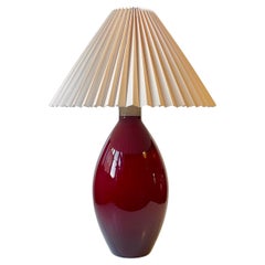 Deep Red Holmegaard Cocoon Table Lamp in Glass by Peter Svarrer