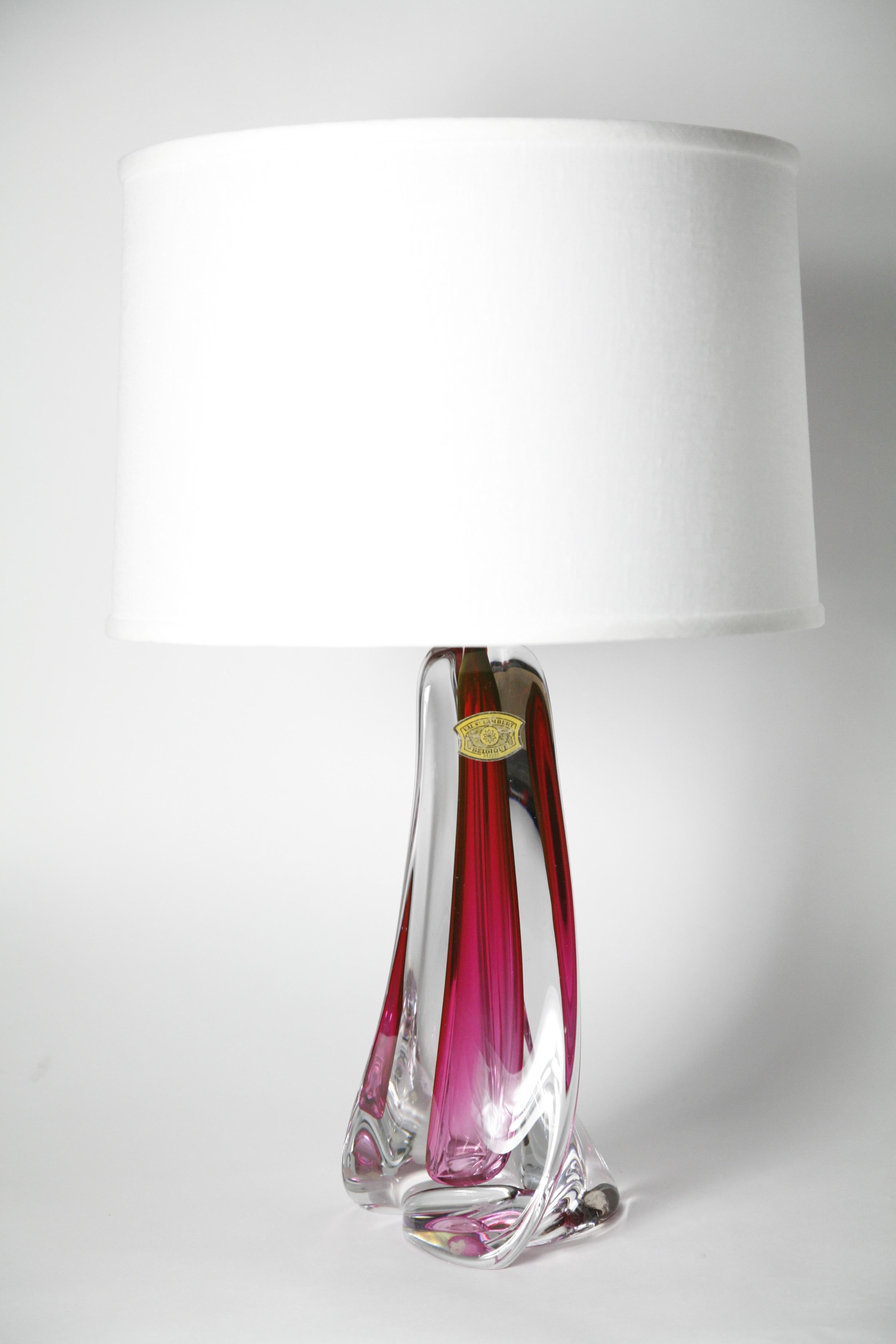 Deep Red/Pink Val Saint Lambert Lamps, Belgium, 1960 2