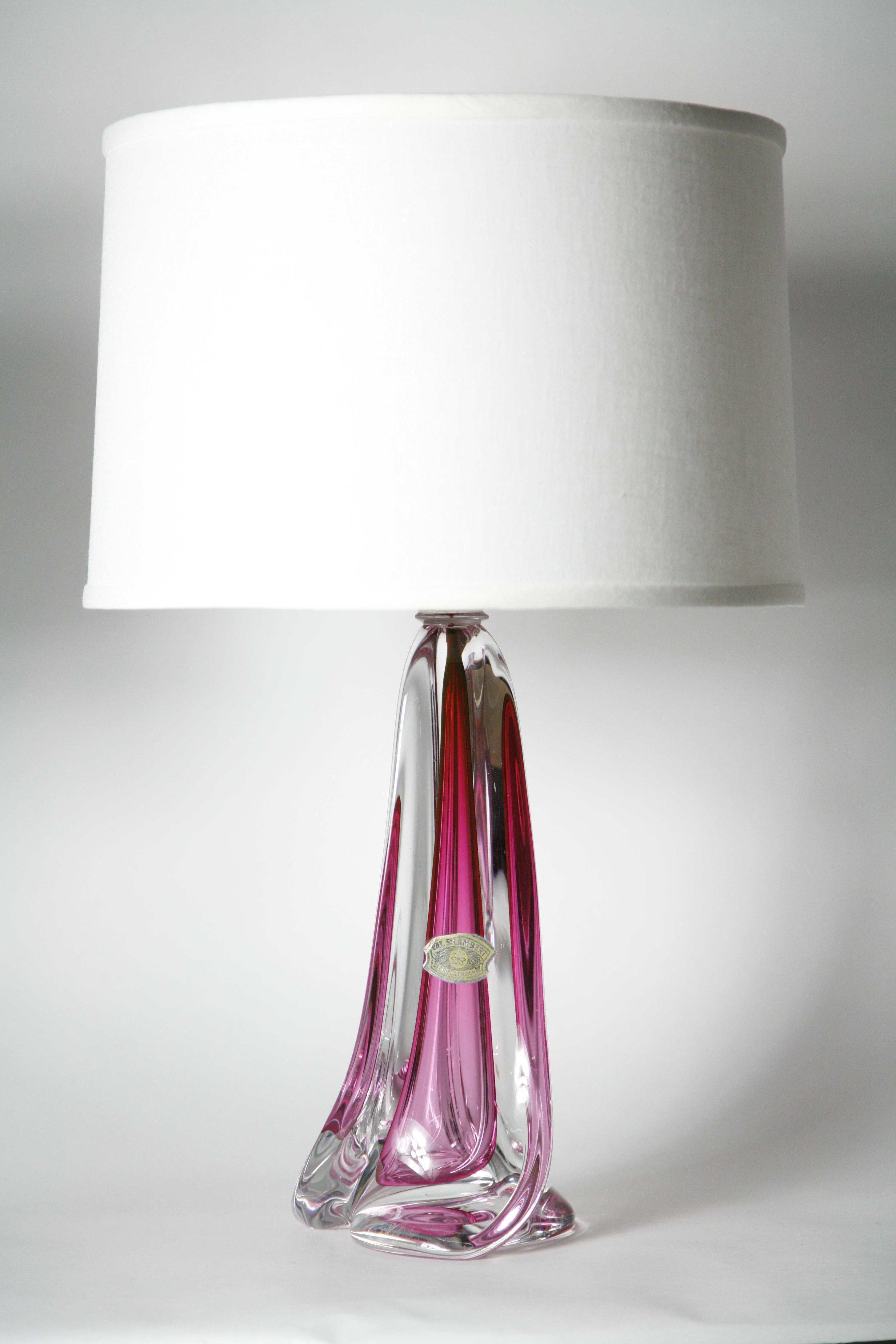 Deep Red/Pink Val Saint Lambert Lamps, Belgium, 1960 6