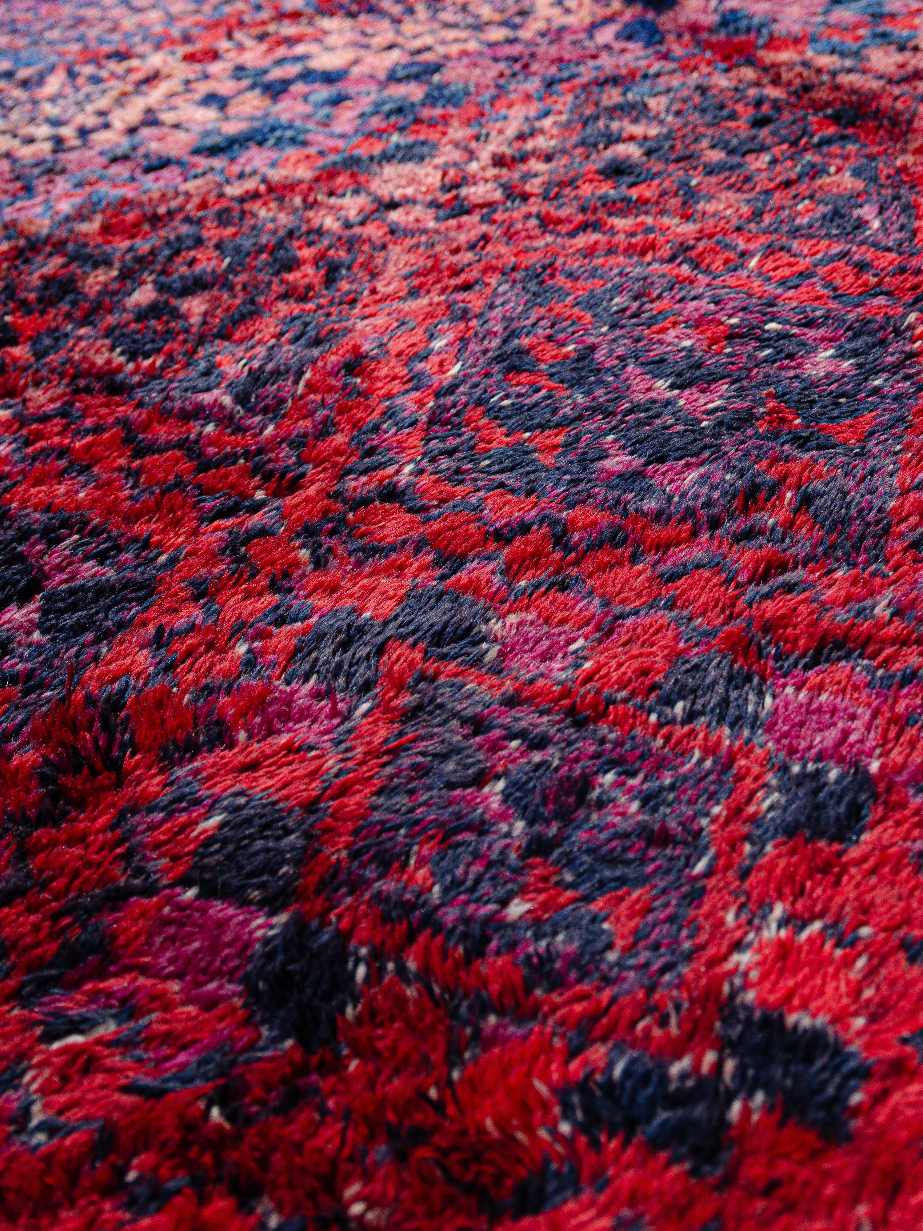 Tribal Deep red & rare Moroccan Berber Beni M'Guild carpet curated by Breuckelen Berber For Sale
