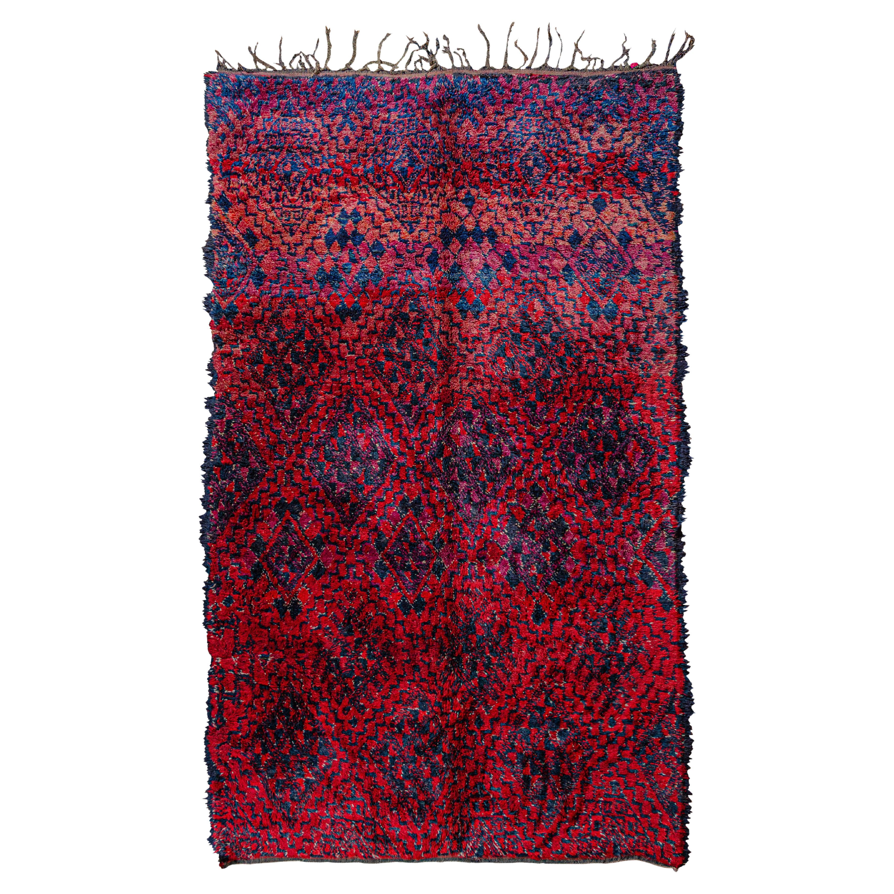 Deep red & rare Moroccan Berber Beni M'Guild carpet curated by Breuckelen Berber For Sale