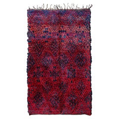 Retro Deep red & rare Moroccan Berber Beni M'Guild carpet curated by Breuckelen Berber