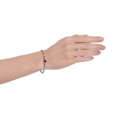 Deep Red Rose Cut Tourmaline Diamond Sterling Silver and Gold Bangle Bracelet