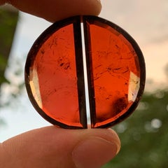 Deep Reddish Orange Color HalfMoon Rose Cut Tourmaline Pair Gemstone for Earring