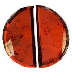 Deep Reddish Orange Color HalfMoon Rose Cut Tourmaline Pair Gemstone for Earring