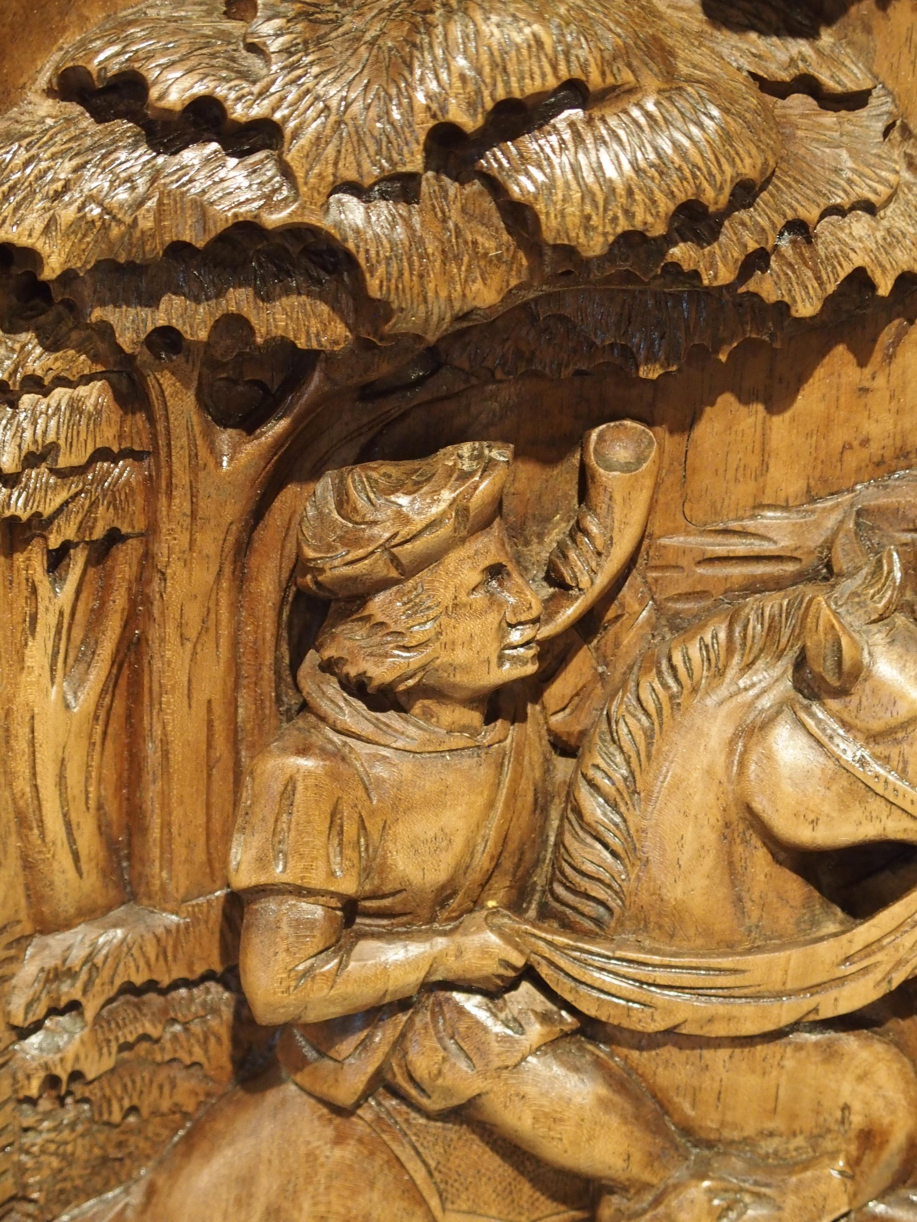Deep Relief Carved Black Forest Plaque, circa 1890 4