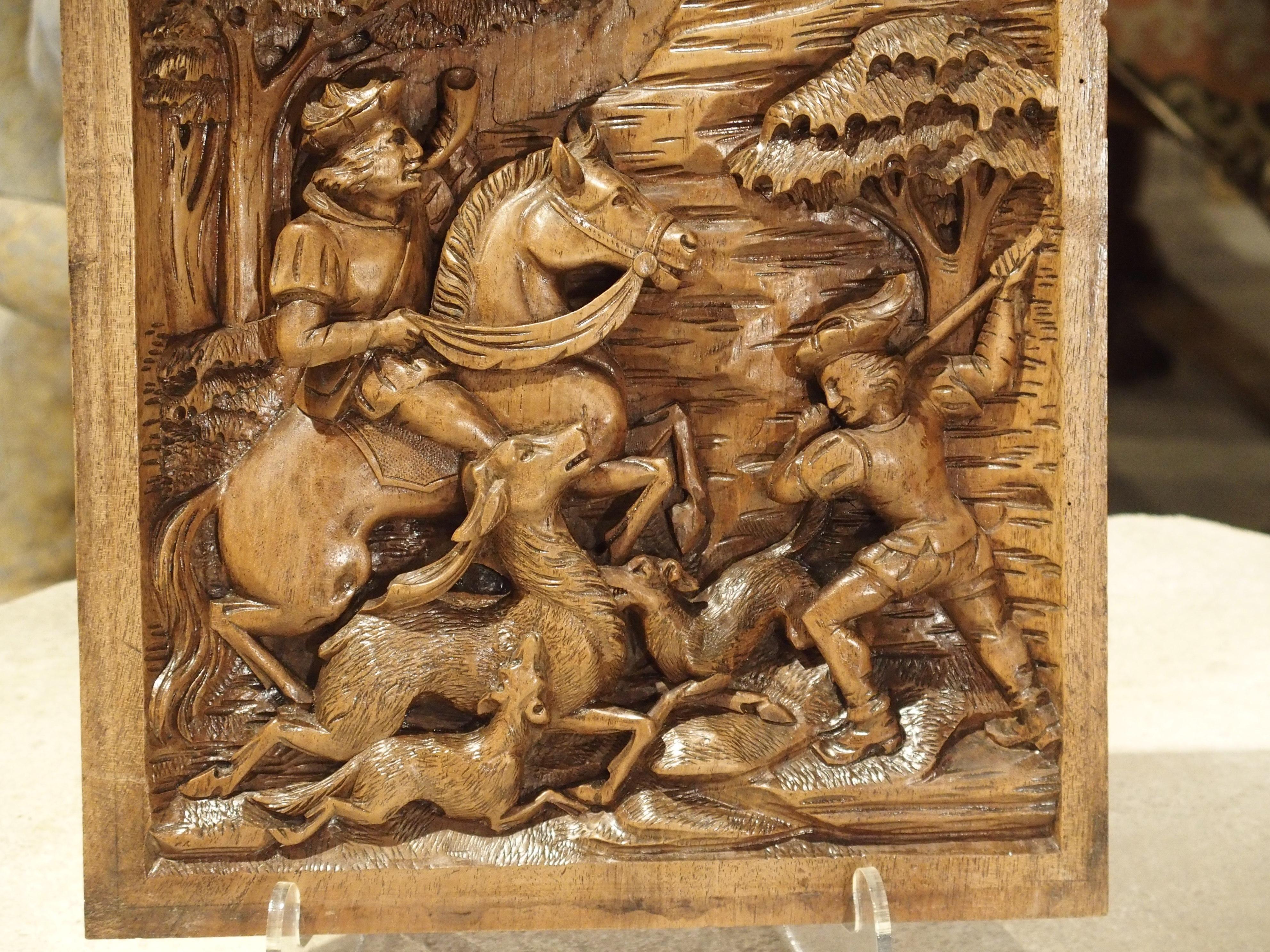 Deep Relief Carved Black Forest Plaque, circa 1890 7