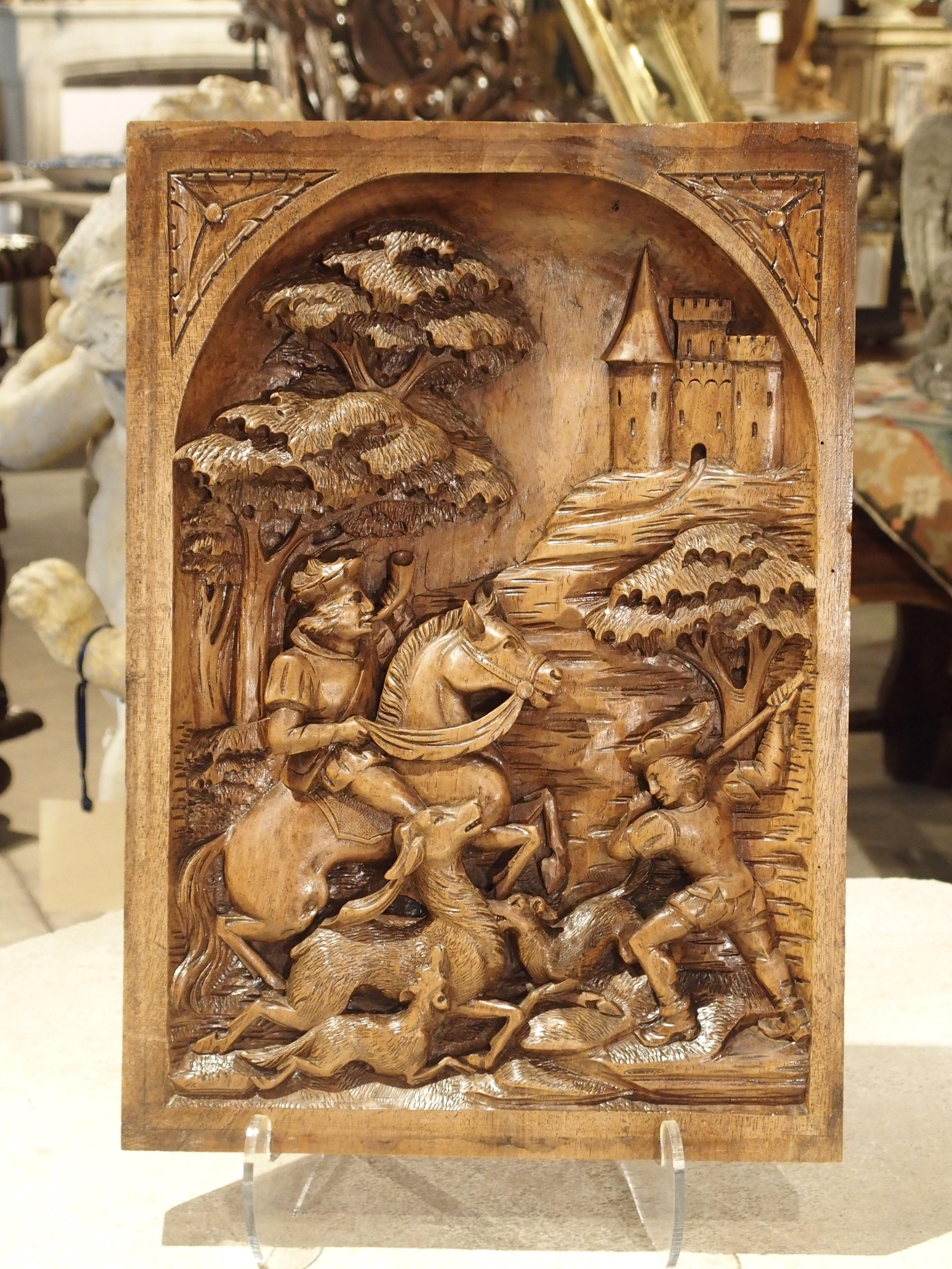 Deep Relief Carved Black Forest Plaque, circa 1890 10
