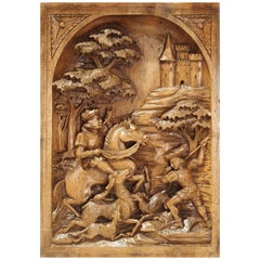 Deep Relief Carved Black Forest Plaque, circa 1890