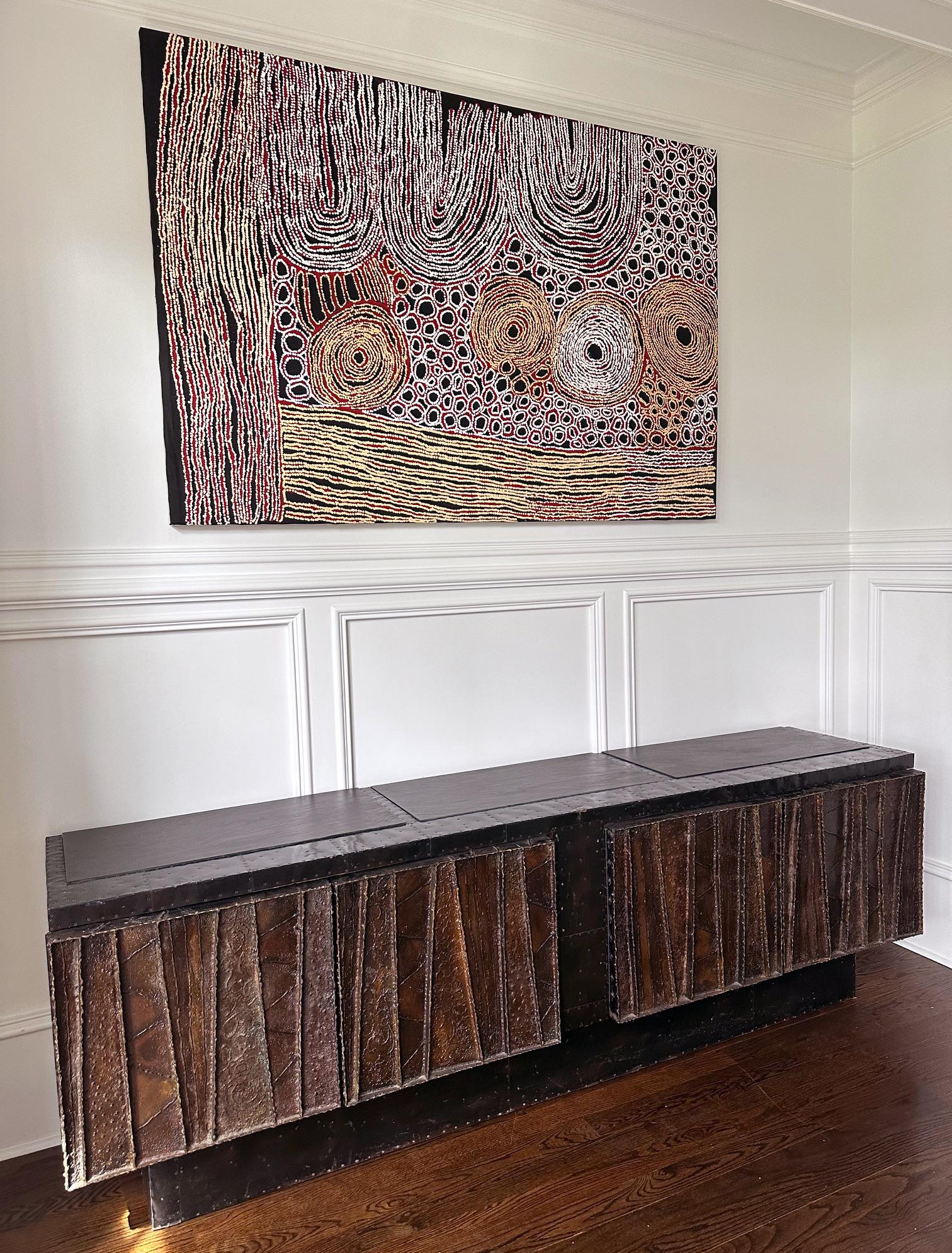 Deep Relief Steel Front Sideboard Cabinet PE-42 by Paul Evans For Sale 10